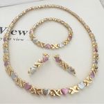 18K Gold Filled Tri Color X Hearts necklace Womens Jewelry Chunky Retro Inspo Photo 3