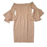 Milly NWT Selena in Peach Italian Cady Off Shoulder Slit Side Sheath Dress 14 Photo 5