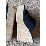 RossOro Classic Black Suede Leather Cork Wedge Mule Sandal Shoes Italy EU 35 Size 5 Photo 5