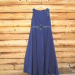 Mac Duggal 20365 Navy Floral Applique Sleeveless A Line Gown Photo 9