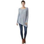 Apt. 9  Sweater Womens Small Blue Asymmetrical Open Knit Pullover Scoop Neck Photo 9