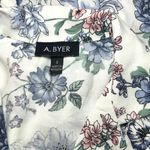 A Byer A. Byer Floral Tie-Front Blouse - Cream and Blue small Photo 3