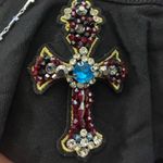 Mini Denim Black Layered Skirt with Cross Embellished Chains S Photo 6