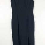 PAT ARGENTI Evening Wear Classic Black Velvet Lace Top Detail Front Split Dress Size 6 Photo 0