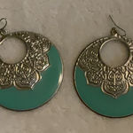 Elegant Silver and Teal Earrings Photo 0