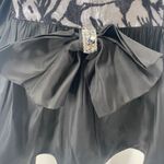 Vintage 80s Hi Low Mermaid Midi Dress Cocktail Bow Ruffle Hem Black Silver 6 Photo 3