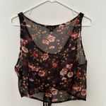 American Eagle  Top Cropped Tank Black Floral Photo 1
