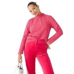 J.Crew Scalloped Mock Neck Laced Long Sleeve Top in Dragonfruit Photo 15