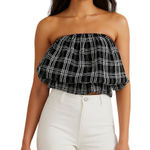 C/MEO COLLECTIVE NEW  Captivate Top Black Check Tiered Ruffle‎ Sleeveless Blouse Photo 0