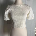RD Style Cream Puff Sleeve Smocked Crop Blouse Photo 0