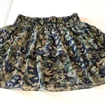 DKNY Jeans Women SZ Medium Blue Green Black Grey Gray Camo Tiered Layered Skirt Photo 0