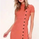 Free People Lottie Coral Ribbed Small Button Front Mock Neck Sweater Dress M7-3 Photo 0