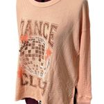 OFFLINE BY AERIE Peach Dance Club Graphic Waffle Knit Long Sleeve Tee NWT Small Pink Photo 2