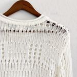 POL NEW  Open Weave Crochet Knit Bell Sleeve Sweater in Cream Off White Size S Photo 3