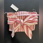 Moon River  Stripe Bow Wrap Ruched Crop Tube Top Women’s Sz S NWT Photo 4