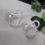 Silver Minnie Mouse Vibes Earrings with CZ Stones Photo 0