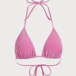 Berlook Pink Lurex Halter Triangle Bikini Top and Tie Side Bikini Bot 1130 Size XL Photo 6