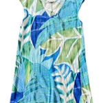 Jams World Sleeveless Tank Dress Green Blue Large V-Neck Botanical Hawaiian Photo 0