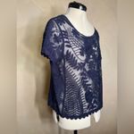 EXPRESS  Women’s Pullover Navy Blue Mesh lace short sleeve Babydoll Shirt|Size:S Photo 12