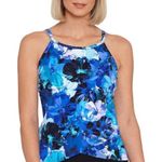 Swim Solutions Women’s Plus Floral Underwire Tankini Swim Top, NWT, Size 16W Blue Photo 6