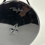 RARE Thierry Mugler Makeup Case Handbag Round Hard Patent Black Zip Around VTG Photo 2