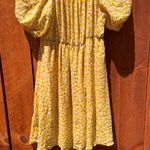 Yellow Floral Puff Sleeve Dress Size XL Photo 5