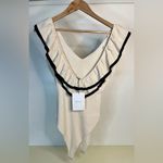 NWT SEROV KNIT BODYSUIT OFF WHITE & BLACK TRIM large Photo 4