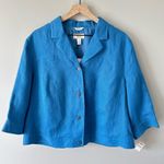 Talbots NWT Vintage Deadstock Blazer Jacket 100% Irish Linen Blue Lined 16W Photo 0