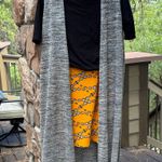 LuLaRoe 4 Piece Set Black IRMA Yellow CASSIE Skirt Gray JOY Duster OS Leggings Photo 5