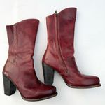Bed Stu  Womens Boots Embark Scarlet Red Rustic Leather Mid Calf Size 10 Photo 1