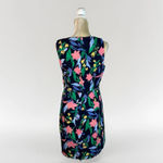 J.Crew Factory Women 12 Navy Blue Floral Basketweave Square-Neck Sheath Dress Photo 4