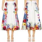 Alice + Olivia  Earla Floral Flare Midi Skirt Garden Brunch Size 10 NWT Photo 3