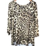 JM Collection Women's Top XXL Brown Leopard Print 3/4 Sleeve Photo 1