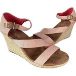 Toms Sandals Womens 8.5 Orange Tangerine Clarissa Canvas Espadrille Wedge Heels Photo 0