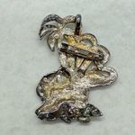 Vintage MJ Brooch Pendant Elephant Giraffe Palm Trees Gold Silver Tone Signed Photo 7