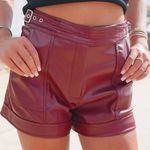 Fancy D Boutique/The Pants Store Shorts, Leather, Maroon Red Size M Photo 2