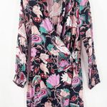 Kate & Mallory NEW Wrap Top Shawl Collar Size Small NWOT Black Floral Long Photo 1