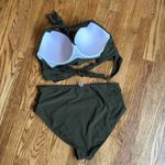 Tempt Me Two Piece Vintage Swimsuit Halter Ruched High Waist Bikini with Bottom Green Size XXL Photo 4