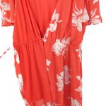 Francesca's Mi Ami Dawn Floral Wrap Dress Coral Pink Floral Print Dress Large Photo 7