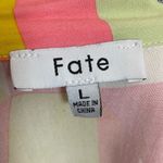 Fate Blouse Patchwork Print Tie Neck Size Large Rayon Sleeveless Padded Shoulder Green Photo 8