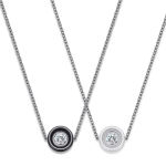 Boutique NEW 18k Gold Plated White Ceramic Bezel Set Diamond Pendant Necklace, 18-20”‎ Photo 1