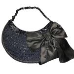 Inge Christopher Beaded Handbag with Gray Bow Blue Photo 0