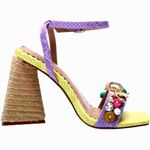Betsey Johnson Karsyn Nautical Raffia Sandal Lime Multi 9.5 Photo 1