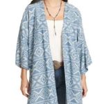Wrangler  Retro Women's Short Sleeve Aztec Print Denim Kimono Cardigan Blue Photo 9