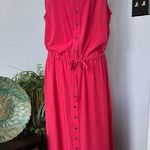 J. Jill Gala Rayon Maxi Sleeveless Shirt Dress w/ Tie at Waist Red/Pink size XLP Red Photo 0