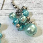 Faux blue Pearl and silver bead dangle earrings Photo 1