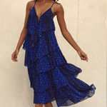 Lulus New Tiers of Love Black and Blue Print Tiered Ruffled Maxi Dress medium Photo 0