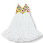 Raviya Crochet Bodice Top Tiered Boho Midi Dress Cover Up White Multi Medium Photo 12