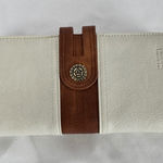 Cluci Wallet Clutch Organizer Card Holder Snap‎ Closure White Brown Medium Photo 0