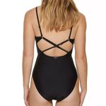 Calvin Klein Over-The-Shoulder Wrap Around One-Piece Black Size 4 NWT Photo 1